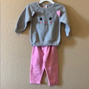 2-Piece Baby Girls Kitty Cat Sweater &Pants